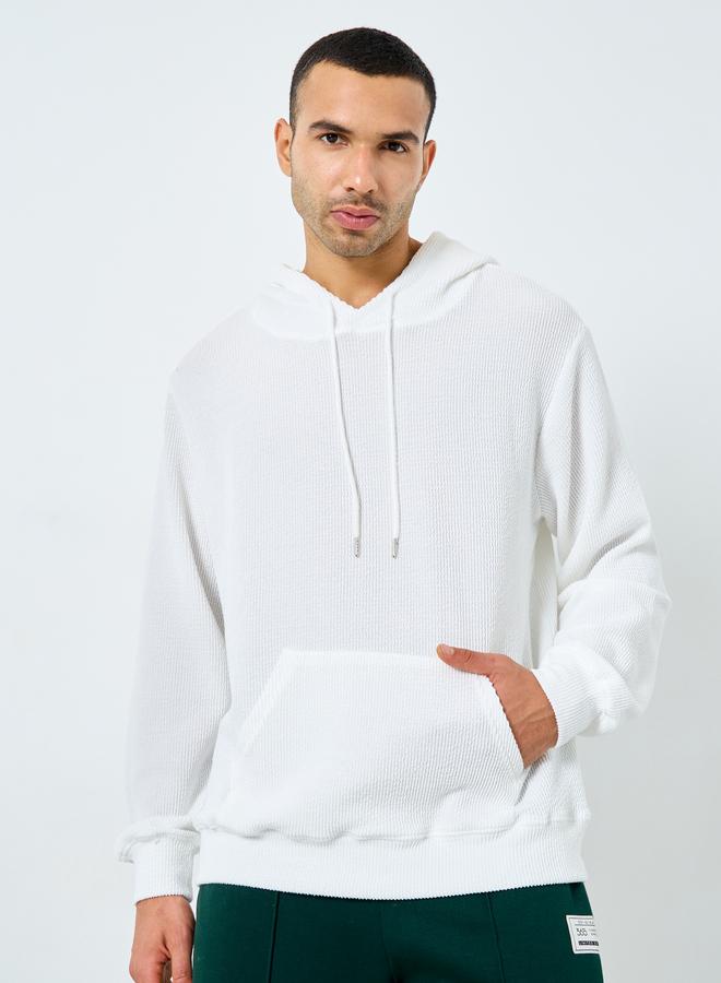 Styli White Crinkle Textured Oversized Hoodie - Image 1