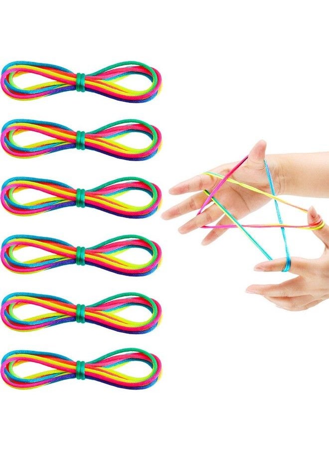 meekoo 6 Pieces Cats Cradle String String Hand Game Finger String Toy Supplies, 165 Cm Length, Rainbow Color  - Image 1