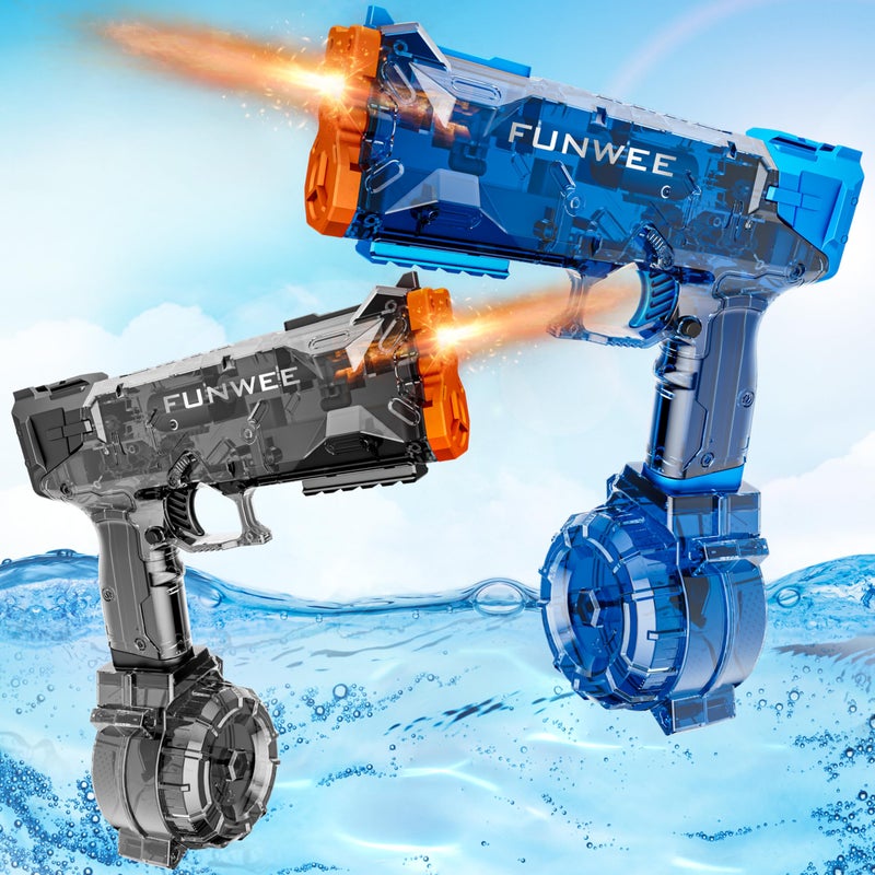 Funwee 2025 New Upgrade 2 Pack Electric Water Guns for Adult Kid Light Up Strongest Full Auto Watergun High Capacity 500 Water Blaster Long Range Powerful Water Squirt Gun Outdoor Pool Water Toy - Image 3