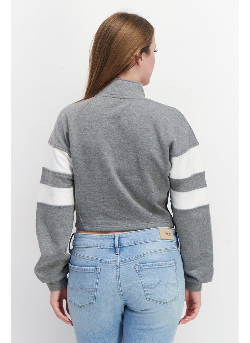 Juicy Couture Women Mock Neck Long Sleeve Graphic Print Sweatshirt, Grey  - Image 4