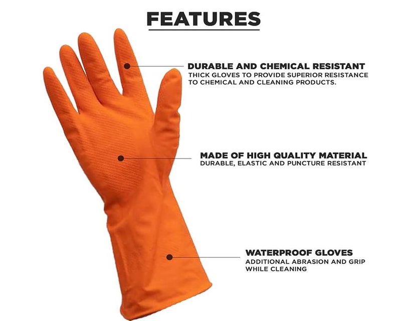 Auto E-Shopping Cleaning Hand Gloves Hand Work Safety Polymer Coated Non Slip Gloves Free Size Orange Set of 5 Pairs - Image 2