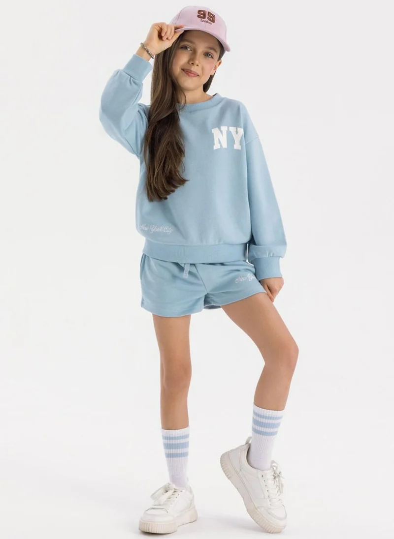 مينوتي Kids Girls Crew Neck Sweatshirt And Short Set