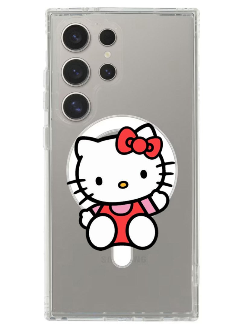 Theodor Magnetic Case for Samsung Galaxy S24 Ultra 6.8-inch Compatible with MagSafe Wireless Charging, Shockproof Phone Bumper Cover Hello Kitty Sitting - Image 1
