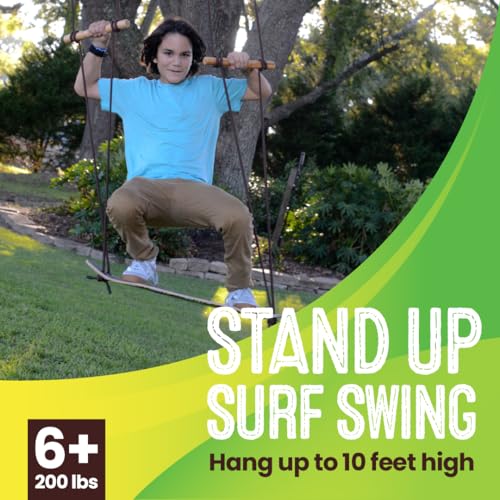 Swurfer Stand Up TreeSkate Outdoor Swing Tree Swing for Kids with Adjustable Handles Kids Outdoor Play Equipment Durable Weatherproof Easy Installation Holds Up to 200 lbs Ages 6 Natural - Image 5