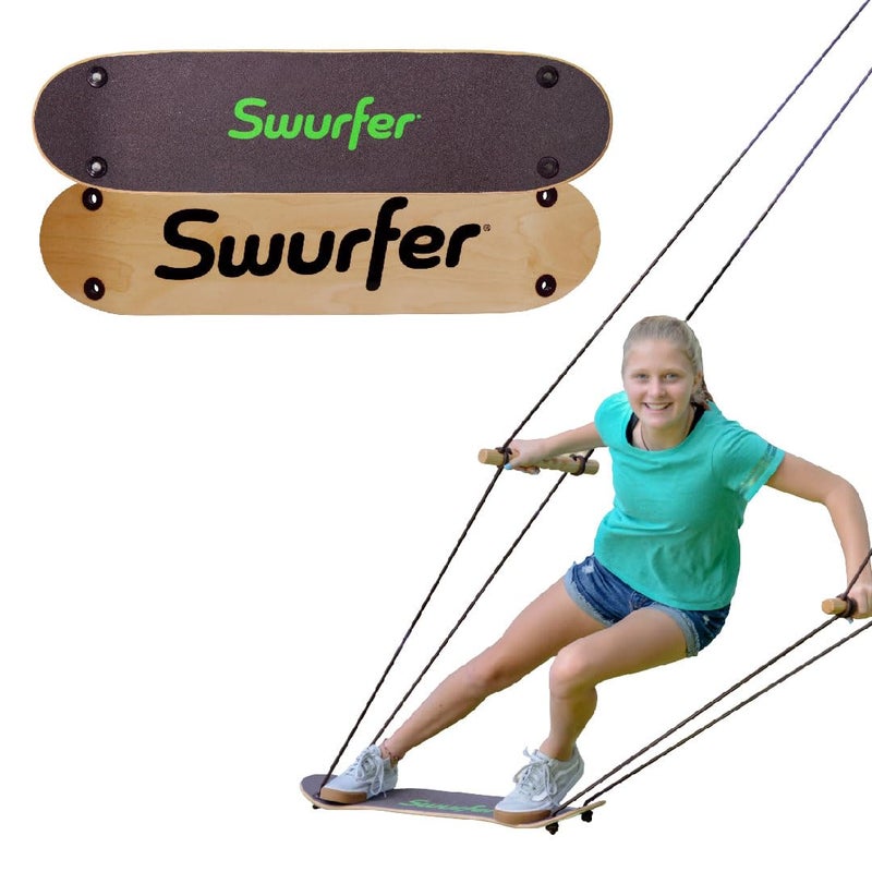 Swurfer Stand Up TreeSkate Outdoor Swing Tree Swing for Kids with Adjustable Handles Kids Outdoor Play Equipment Durable Weatherproof Easy Installation Holds Up to 200 lbs Ages 6 Natural - Image 2