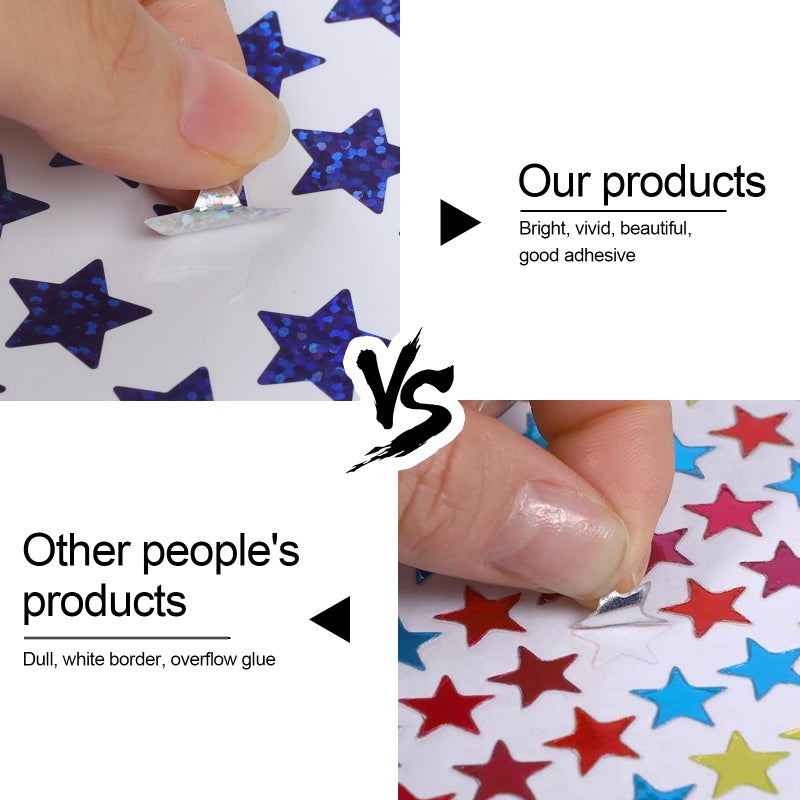 Joyberg 3000 PCS Star Stickers, 0.6" Sparkly Holographic Stickers, Kids Rewards Holographic Colors Sticker, Foil Star Sticker for Behavior Chart, Student Planner, School Classroom Teacher Supplies, DIY - Image 4
