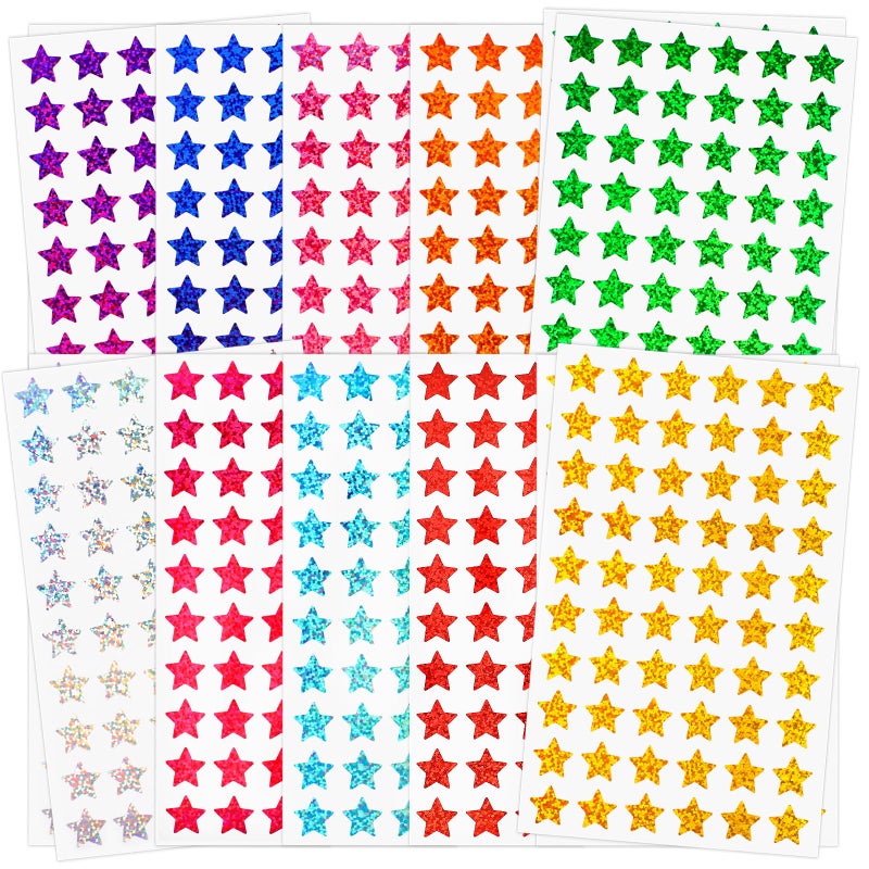 Joyberg 3000 PCS Star Stickers, 0.6" Sparkly Holographic Stickers, Kids Rewards Holographic Colors Sticker, Foil Star Sticker for Behavior Chart, Student Planner, School Classroom Teacher Supplies, DIY - Image 1