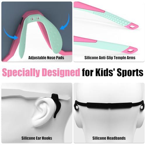 Xtiger X-TIGER Kids Sunglasses Polarized Youth Baseball Sunglasses for 8-14 boys girls UV400 Sports Softball Cycling Glasses - Image 5