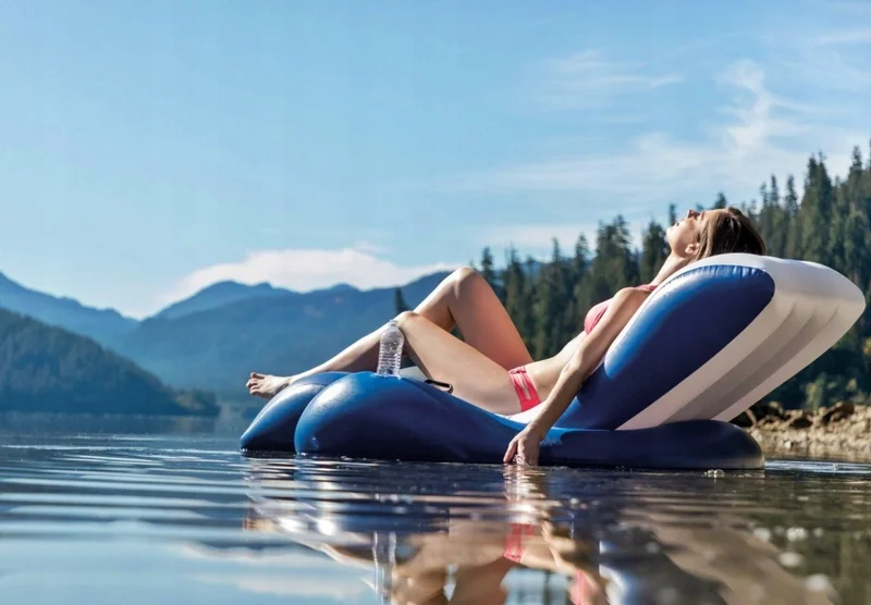 INTEX Lux Inflatable Beach Lounger - Large Lux Beach Bed - Delux Lounge Beach Bed with Handle Cups - Mega Size Pool Bed 180X135 Cm.