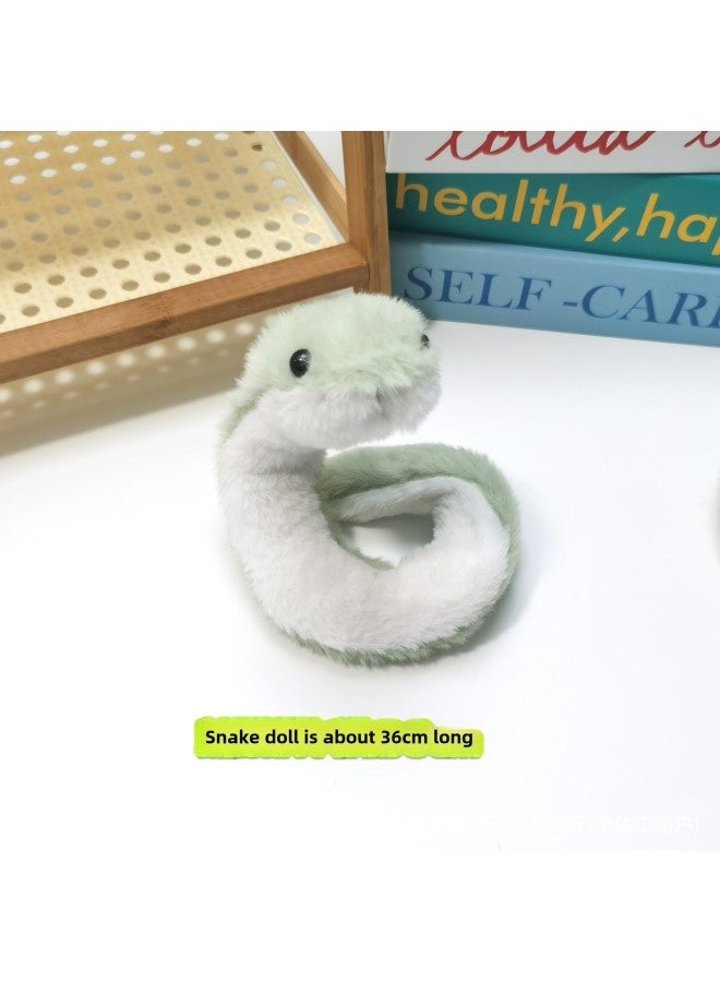 Year Of The Snake Mascot Doll Hat Scarf Snake Doll DIY Decoration Student Small Gift Year Plush Toy-Specifications:Snake (hat + Scarf + Red Mouth)  - Image 5