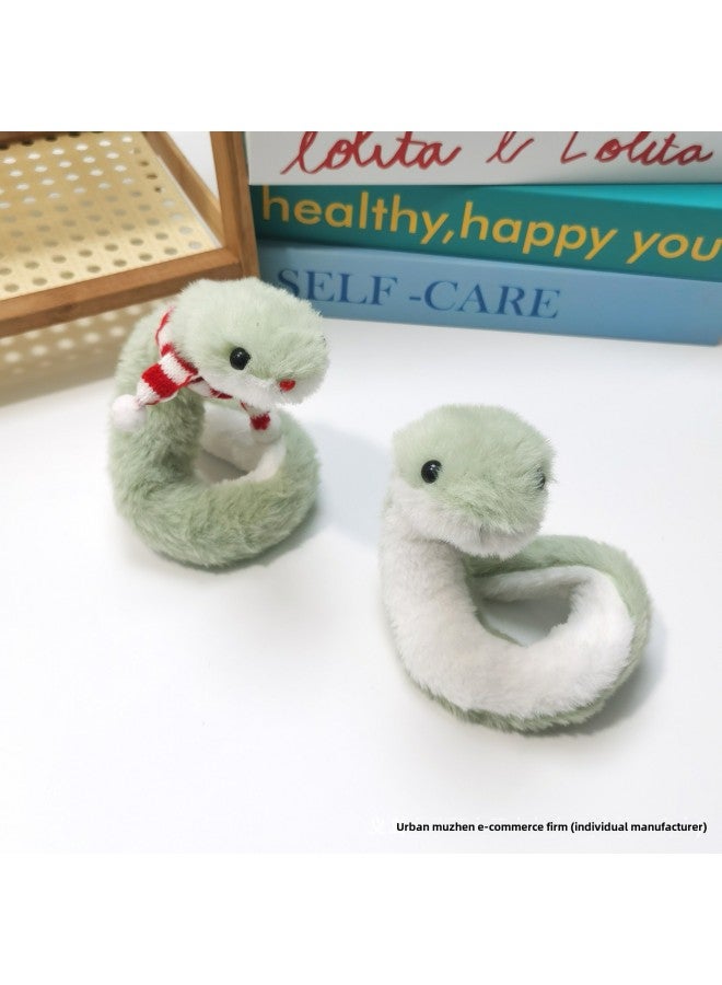 Year Of The Snake Mascot Doll Hat Scarf Snake Doll DIY Decoration Student Small Gift Year Plush Toy-Specifications:Snake (hat + Scarf + Red Mouth)  - Image 3