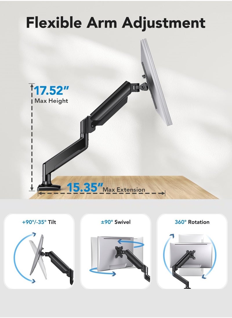 Joshberg Single Monitor Mount for 13″–32″ Screens up to 22 lbs, Height Adjustable Monitor Arm, Home Office Monitor Stand Full Motion  - Image 4