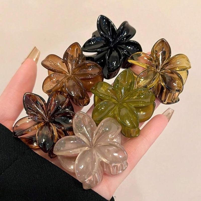 Hair Claw Clips 3.6*4.2cm Sturdy Non-slip Grip Small Flower Hair Clips - Adorable Versatile Floral Hair Accessories for Women Beach Summer Events Daily Styling - Image 2