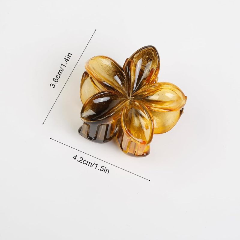 Hair Claw Clips 3.6*4.2cm Sturdy Non-slip Grip Small Flower Hair Clips - Adorable Versatile Floral Hair Accessories for Women Beach Summer Events Daily Styling - Image 3