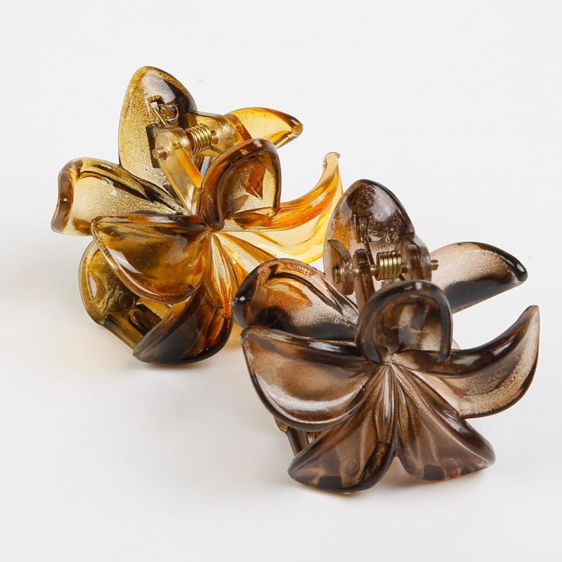 Hair Claw Clips 3.6*4.2cm Sturdy Non-slip Grip Small Flower Hair Clips - Adorable Versatile Floral Hair Accessories for Women Beach Summer Events Daily Styling - Image 1