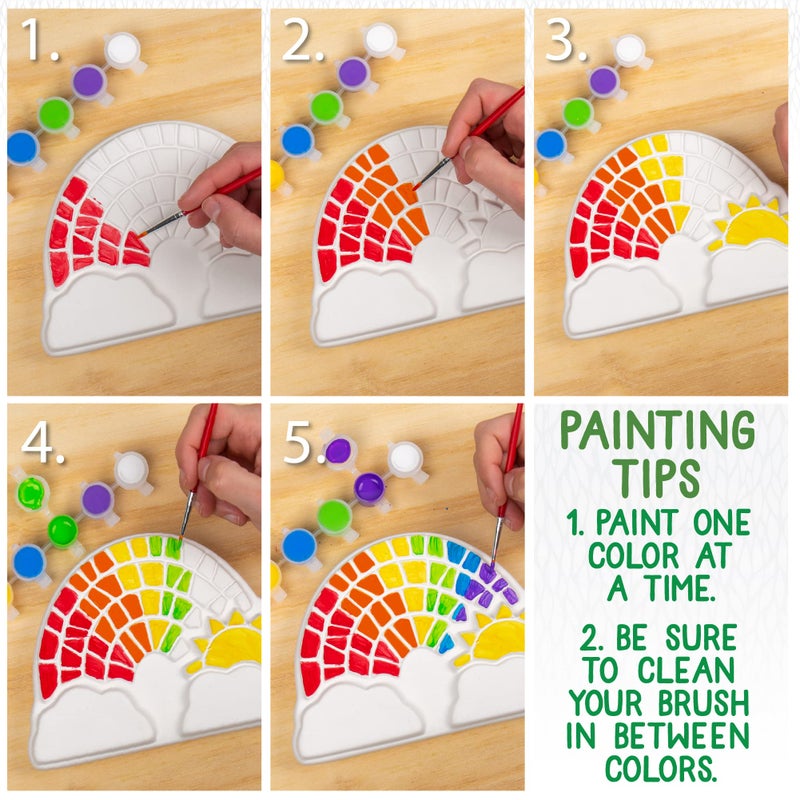 Creative Roots Paint Your Own Rainbow Stepping Stone Craft Kits for Kids, Ceramics to Paint, Ages 6+ - Image 5