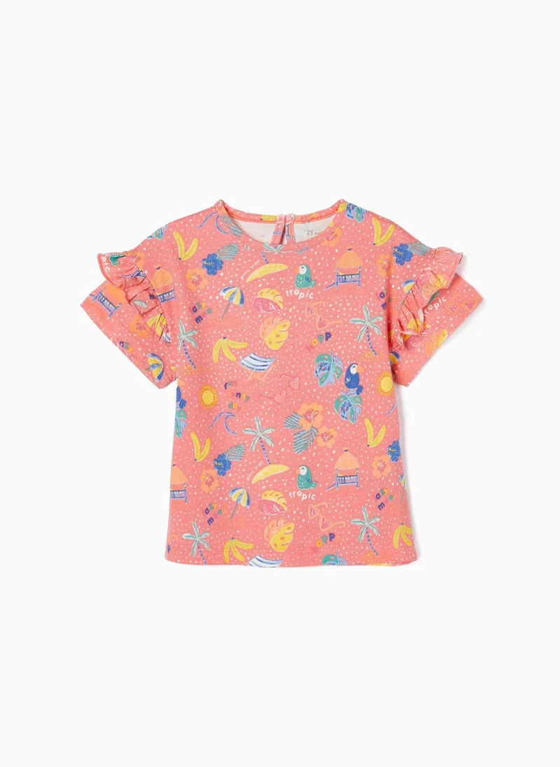 Zippy Printed T-shirt with Frills for Baby Girls