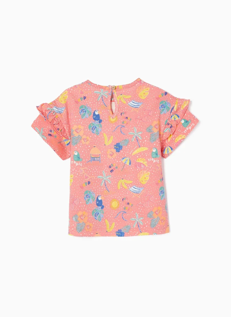 زيبي Printed T-shirt with Frills for Baby Girls