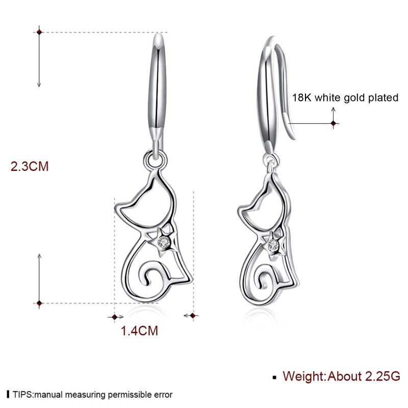 MUERDOU Cute Cat Earrings Stud Earrings for Women Cubic Zircon Hypoallergenic Earrings Christmas Birthday Gift - Image 4
