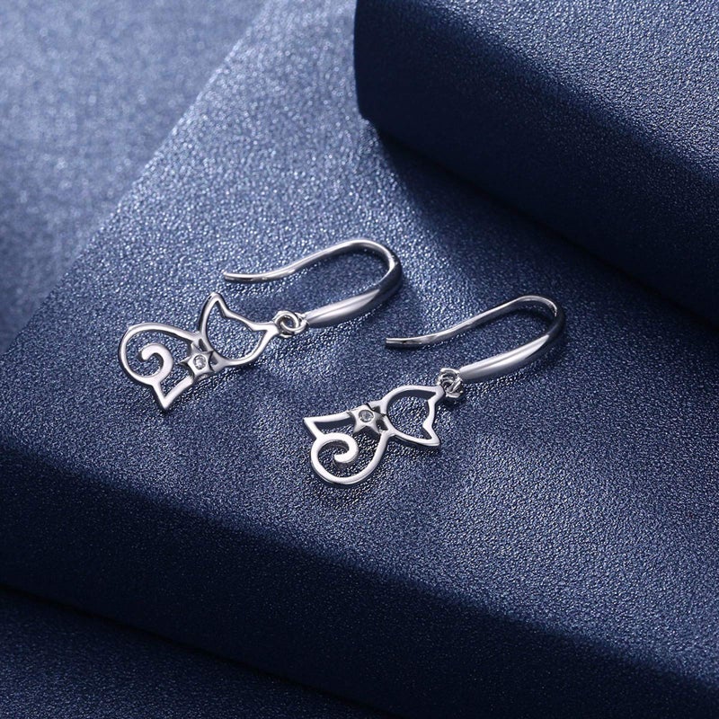 MUERDOU Cute Cat Earrings Stud Earrings for Women Cubic Zircon Hypoallergenic Earrings Christmas Birthday Gift - Image 2
