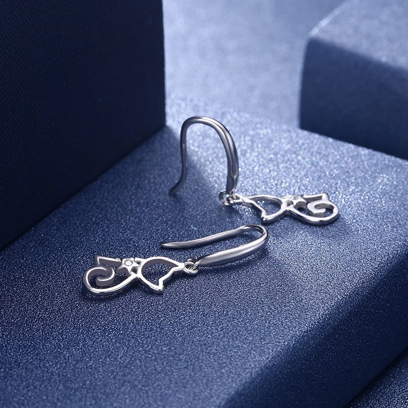 MUERDOU Cute Cat Earrings Stud Earrings for Women Cubic Zircon Hypoallergenic Earrings Christmas Birthday Gift - Image 5