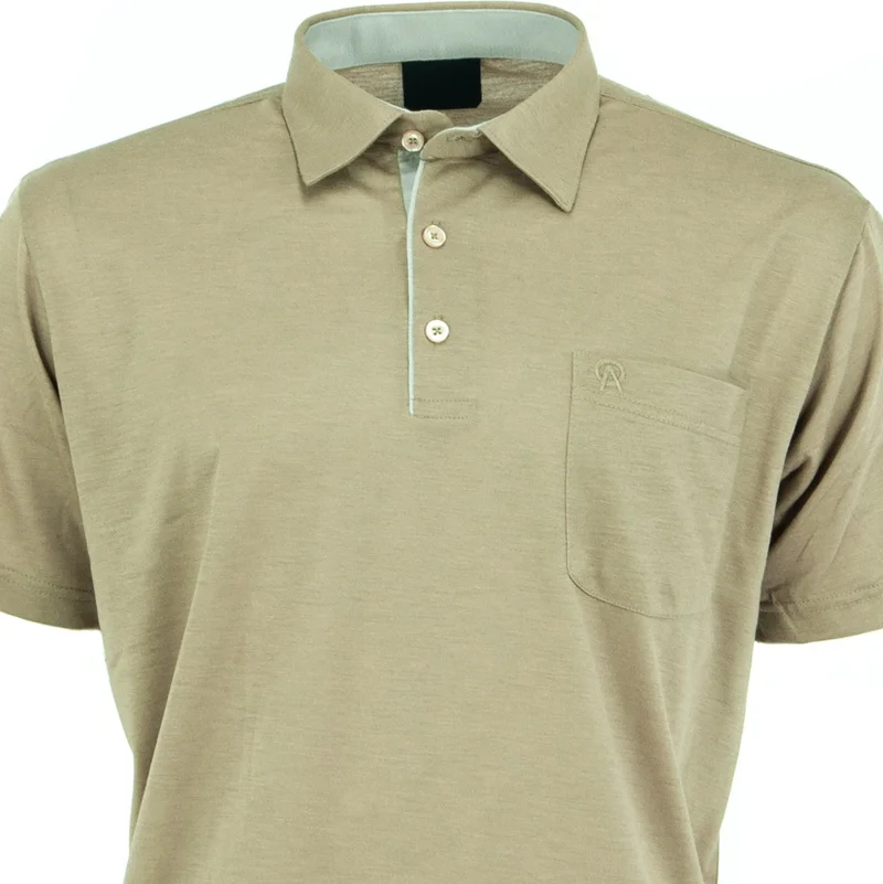 Oppland Men's Pocket Short Sleeve Solid Color Normal Cut Cotton Fabric Shirt Collar T-Shirt
