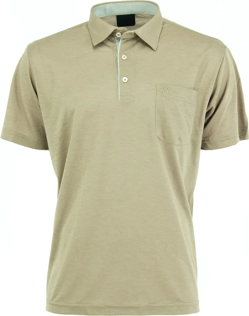 Oppland Men's Pocket Short Sleeve Solid Color Normal Cut Cotton Fabric Shirt Collar T-Shirt