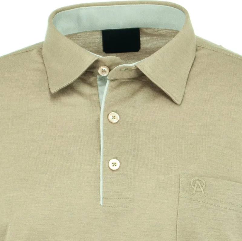 Oppland Men's Pocket Short Sleeve Solid Color Normal Cut Cotton Fabric Shirt Collar T-Shirt