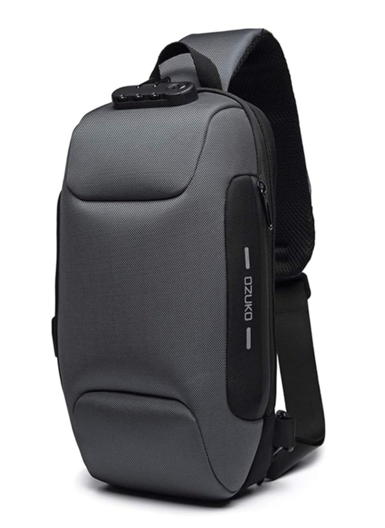 OZUKO Chest Bag, Shoulder Bag,Anti-Theft Sling Bag, Men and Women Shoulder Bags with USB Charging Port Crossover Backpack Daypacks for Travel Hiking Multiple Pockets，Lightweight Casual Daypack  - Image 1