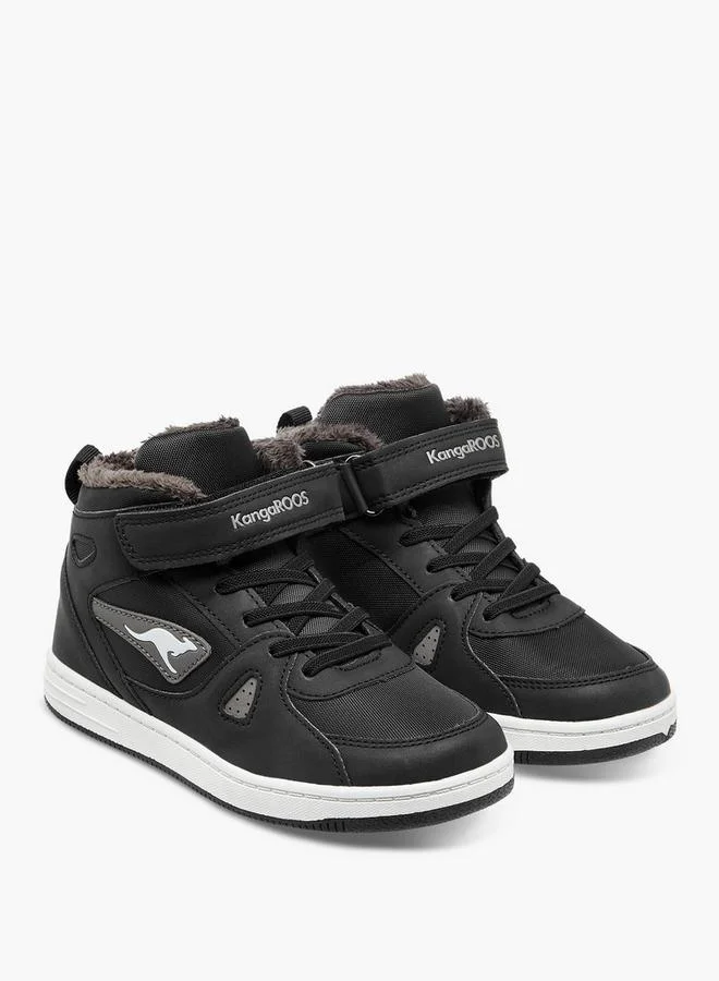 كانغاروس Boys' Panelled High Top Sneakers With Hook And Loop Closure