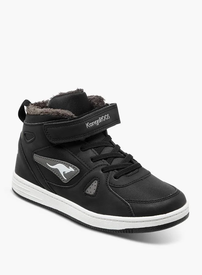 كانغاروس Boys' Panelled High Top Sneakers With Hook And Loop Closure