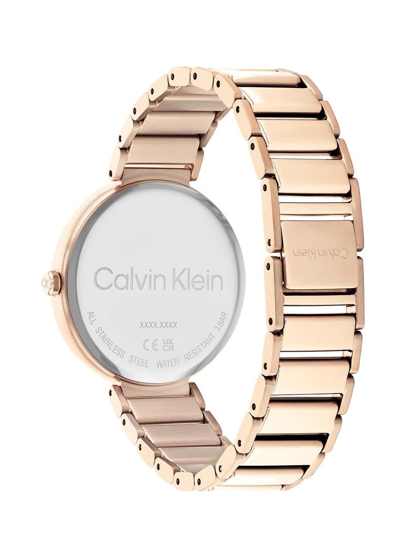 CALVIN KLEIN Analog Round Waterproof  Wrist Watch With Gold Strap 25200135  - Image 3