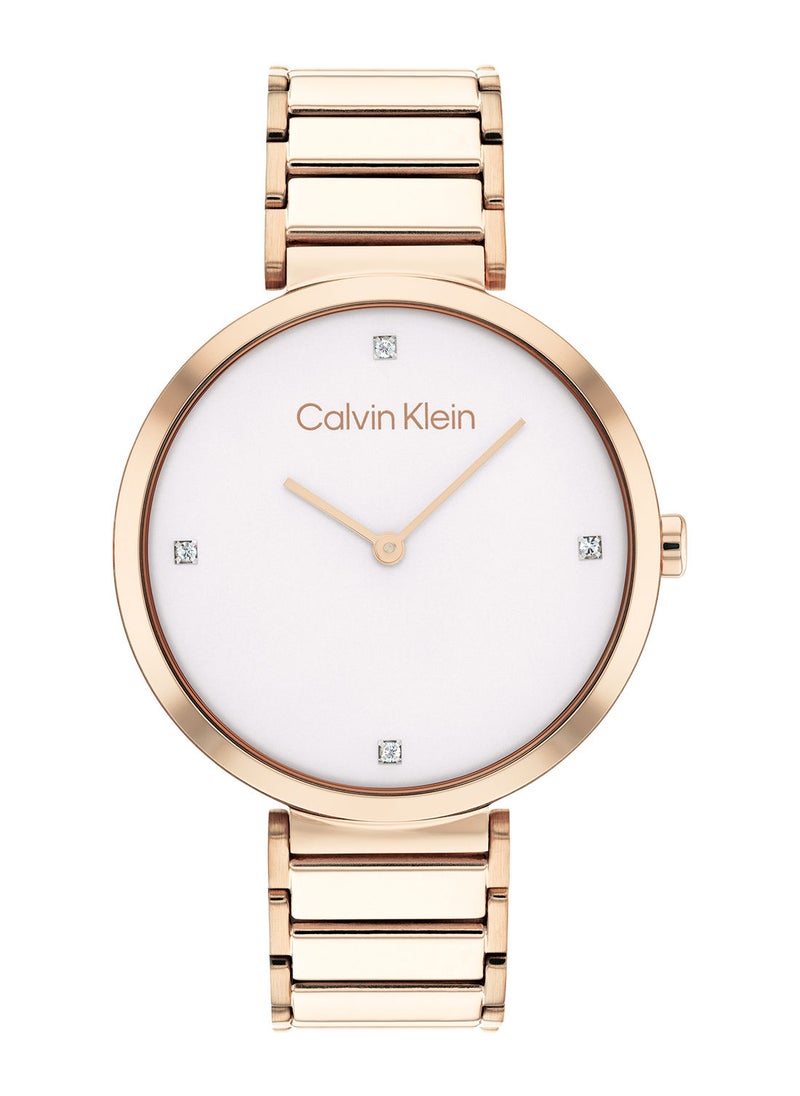 CALVIN KLEIN Analog Round Waterproof  Wrist Watch With Gold Strap 25200135  - Image 2