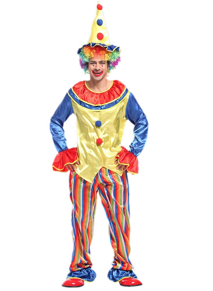 Scary Clown Joker Costume Stage Fancy Dress Party Performance Costumes for Men Women Adult Clown Clothes Suit Small Size 165-175cm