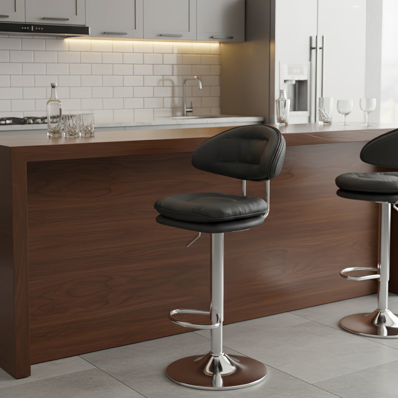 Sharpdo 2PCS Bar Chair,High Back Small Round Stool, Comfortable Adjustable High Bar Chair with 360°Swivel Perfect for Home Kitchen Counter Dining High Footrest Stool - Image 3