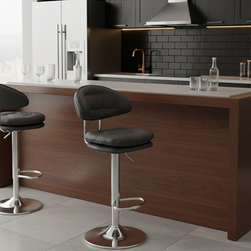 Sharpdo 2PCS Bar Chair,High Back Small Round Stool, Comfortable Adjustable High Bar Chair with 360°Swivel Perfect for Home Kitchen Counter Dining High Footrest Stool - Image 2