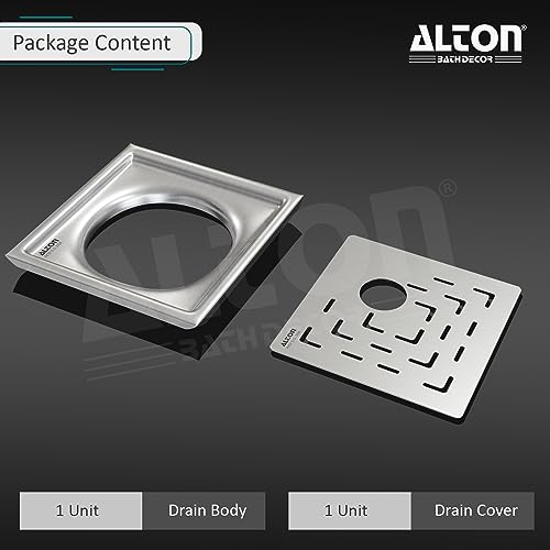 ALTON ALD1002, SS-304 Grade, 6x6 INCH Cut, Bathroom Grating Square Floor Drain Jali, Matte - Image 4