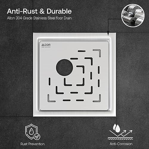 ALTON ALD1002, SS-304 Grade, 6x6 INCH Cut, Bathroom Grating Square Floor Drain Jali, Matte - Image 5