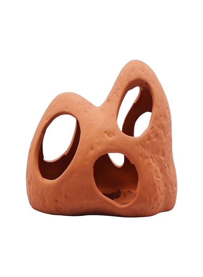 Saim Betta Fish Tank Accessories, Pleco Ceramic Caves Twin Peaks Hand Made Aquarium Decor for Small Shrimp to Rest and Breed, Hiding - Natural Color - Image 1