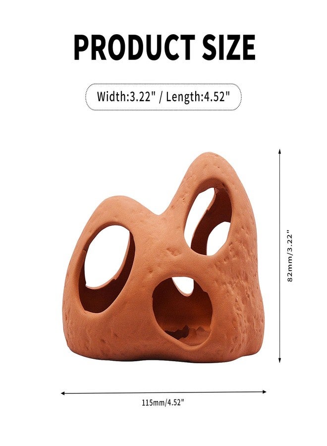 Saim Betta Fish Tank Accessories, Pleco Ceramic Caves Twin Peaks Hand Made Aquarium Decor for Small Shrimp to Rest and Breed, Hiding - Natural Color - Image 2