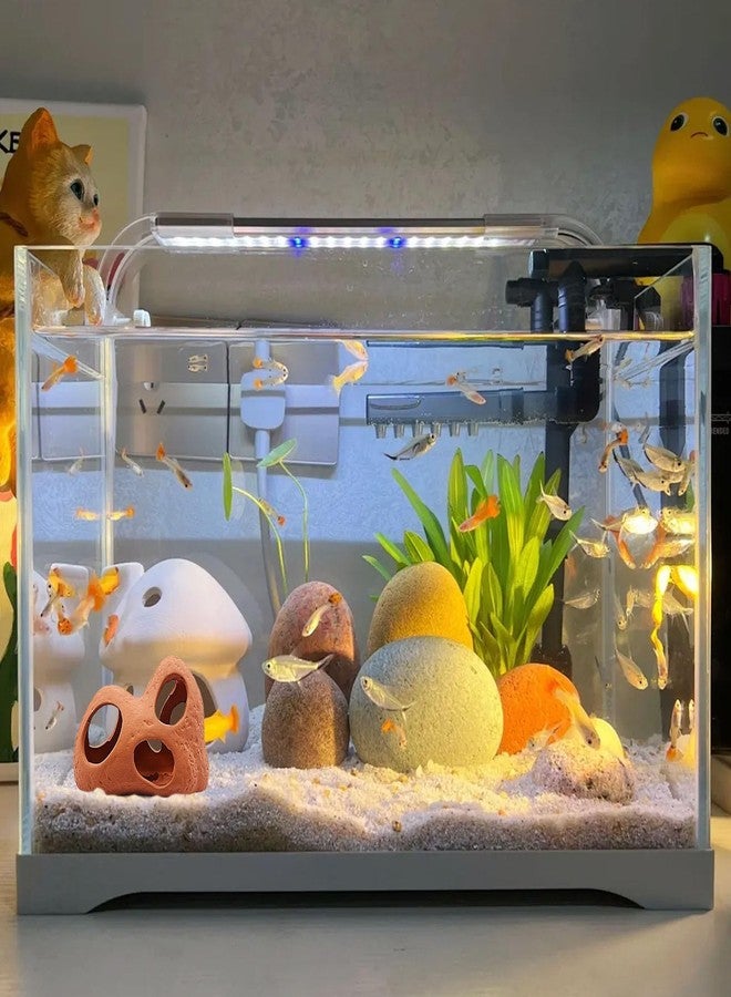 Saim Betta Fish Tank Accessories, Pleco Ceramic Caves Twin Peaks Hand Made Aquarium Decor for Small Shrimp to Rest and Breed, Hiding - Natural Color - Image 5