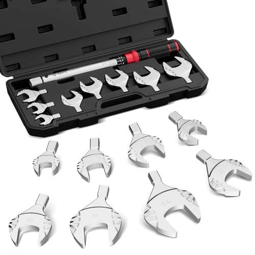 VANPO HVAC Torque Wrench 10–80 Ft-lb, 9×12mm, Adjustable Click Torque Wrench with Open End Heads (17–32mm), ±3% Accuracy for Mini Split AC & Refrigeration Flare Nut Installation - Image 1