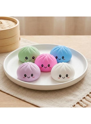 Rainbow Dumpling squishies Stress Balls, Colorful Squishies Dumpling Fidget Sensory Toy with Food Steamer, Squeeze Dough Ball for Stress Relief, Stretchy Desk Toys Gift - view 3