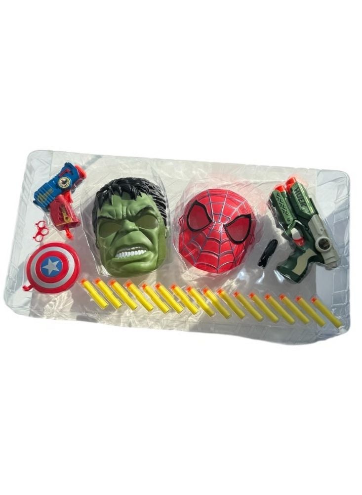 Premium Avengers Superhero Mask & Blaster Set – Hulk & Spider-Man Costume Shooting Game Toy for Kids - Image 2