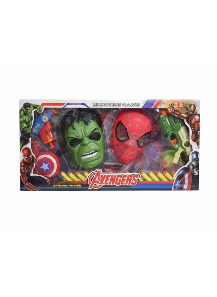 Premium Avengers Superhero Mask & Blaster Set – Hulk & Spider-Man Costume Shooting Game Toy for Kids - Image 1