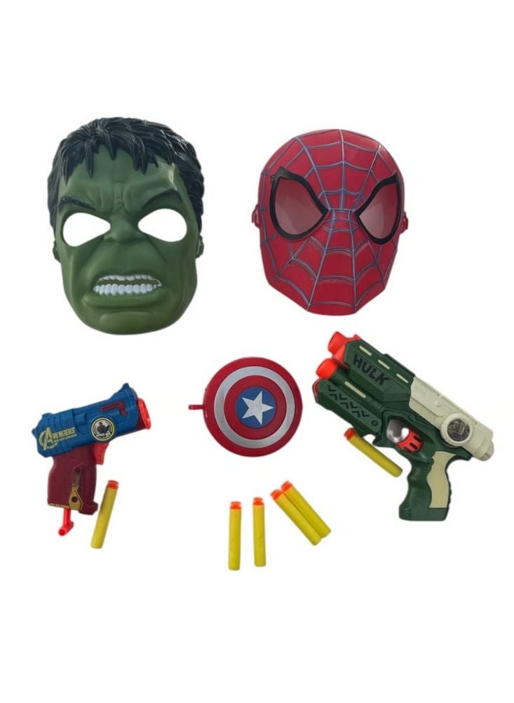 Premium Avengers Superhero Mask & Blaster Set – Hulk & Spider-Man Costume Shooting Game Toy for Kids - Image 3