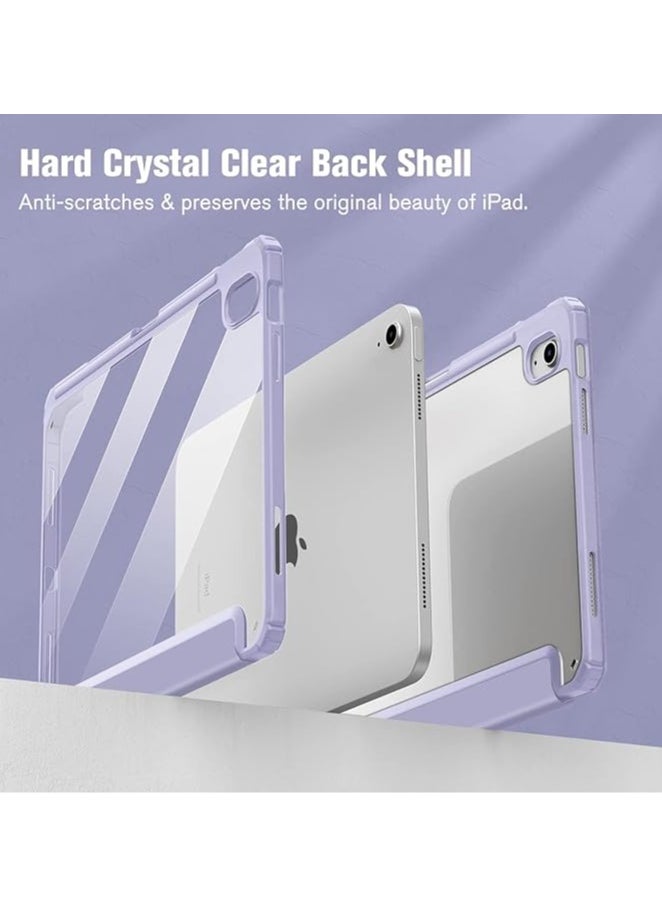 Generic - Case Compatible with New iPad 10 (2022) 10.9 with Built-in Pencil Holder, for iPad 10 (2022) 10.9 with Hard Clear Back Cover, (Lavender) - Image 1