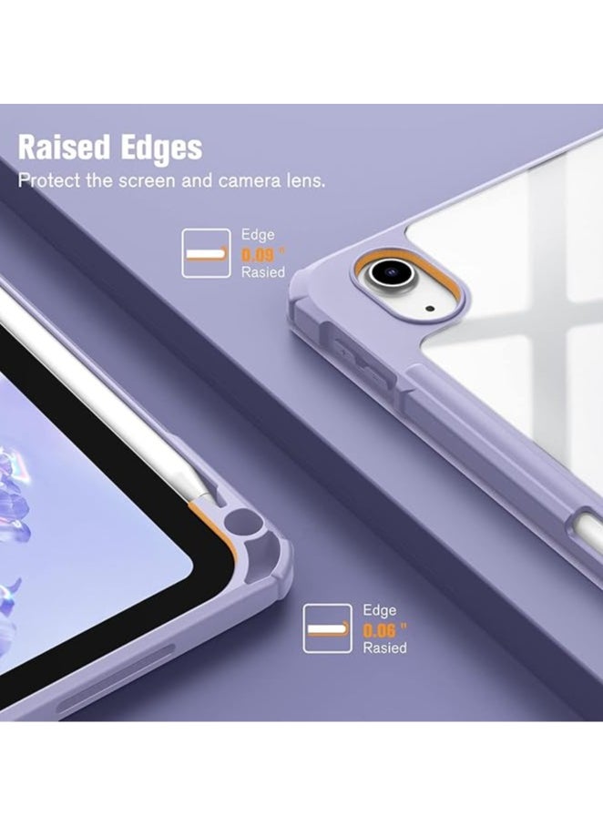 Generic - Case Compatible with New iPad 10 (2022) 10.9 with Built-in Pencil Holder, for iPad 10 (2022) 10.9 with Hard Clear Back Cover, (Lavender) - Image 1