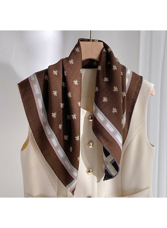 Handmade Silk & Wool Scarf, Bee Print Pattern