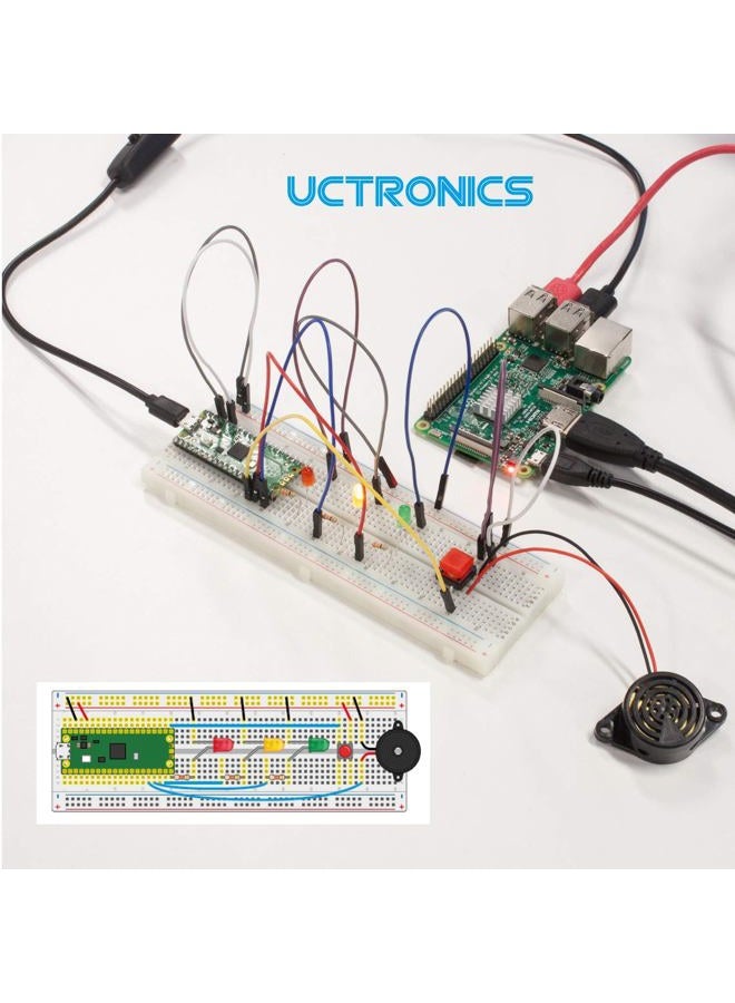 UCTRONICS GPIO Breakout Kit for Raspberry Pi - Assembled Pi T- Type Breakout + 830 Tie Points Solderless Breadboard + 40 Pin Male - Female - Male Rainbow Ribbon Cable + 65pcs Jump Wires - Image 2